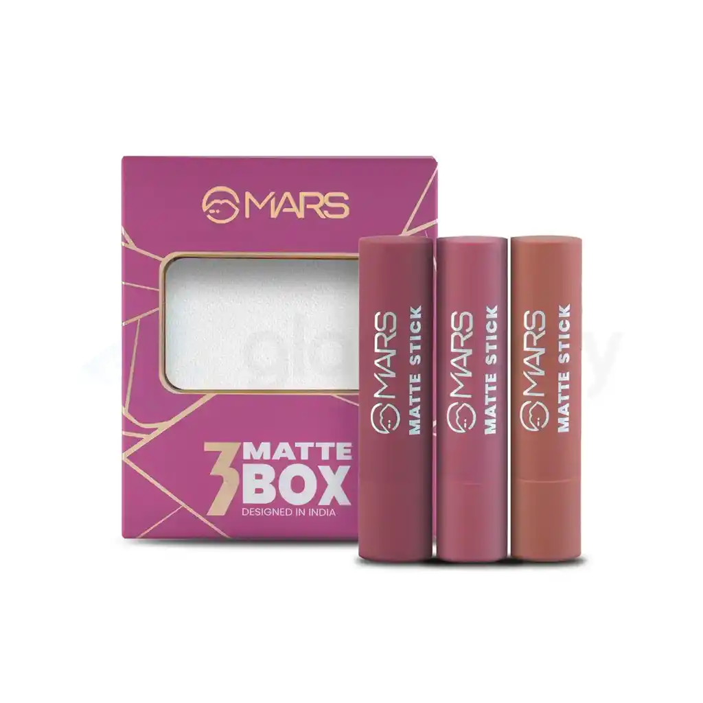 MARS 3 Matte Box Lipsticks Set-02 Peaches & Nudes