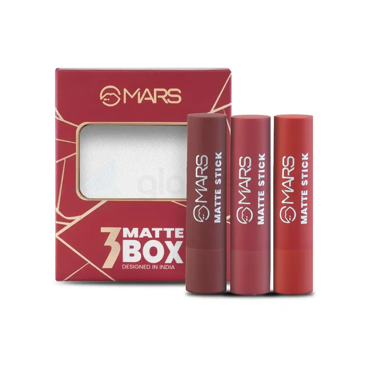 MARS 3 Matte Box Lipsticks Set-01 Reds & Maroons