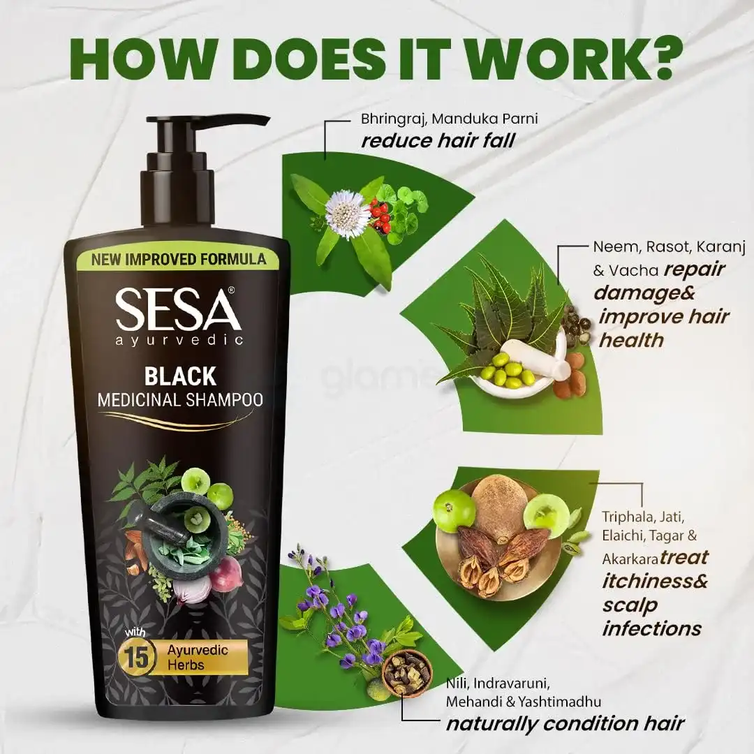 Sesa Black Silk & Shine Herbal Shampoo-500ml thumbnail 6